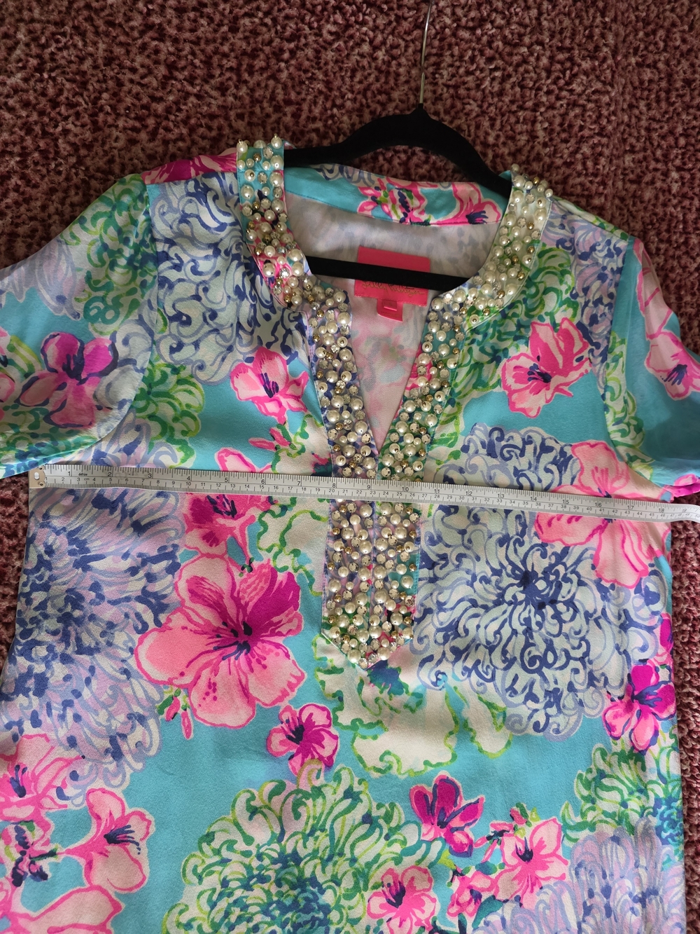 Lilly Pulitzer Elenora Silk Embellished Dress Totally Blossom Size S FLAW - Picture 9 of 16